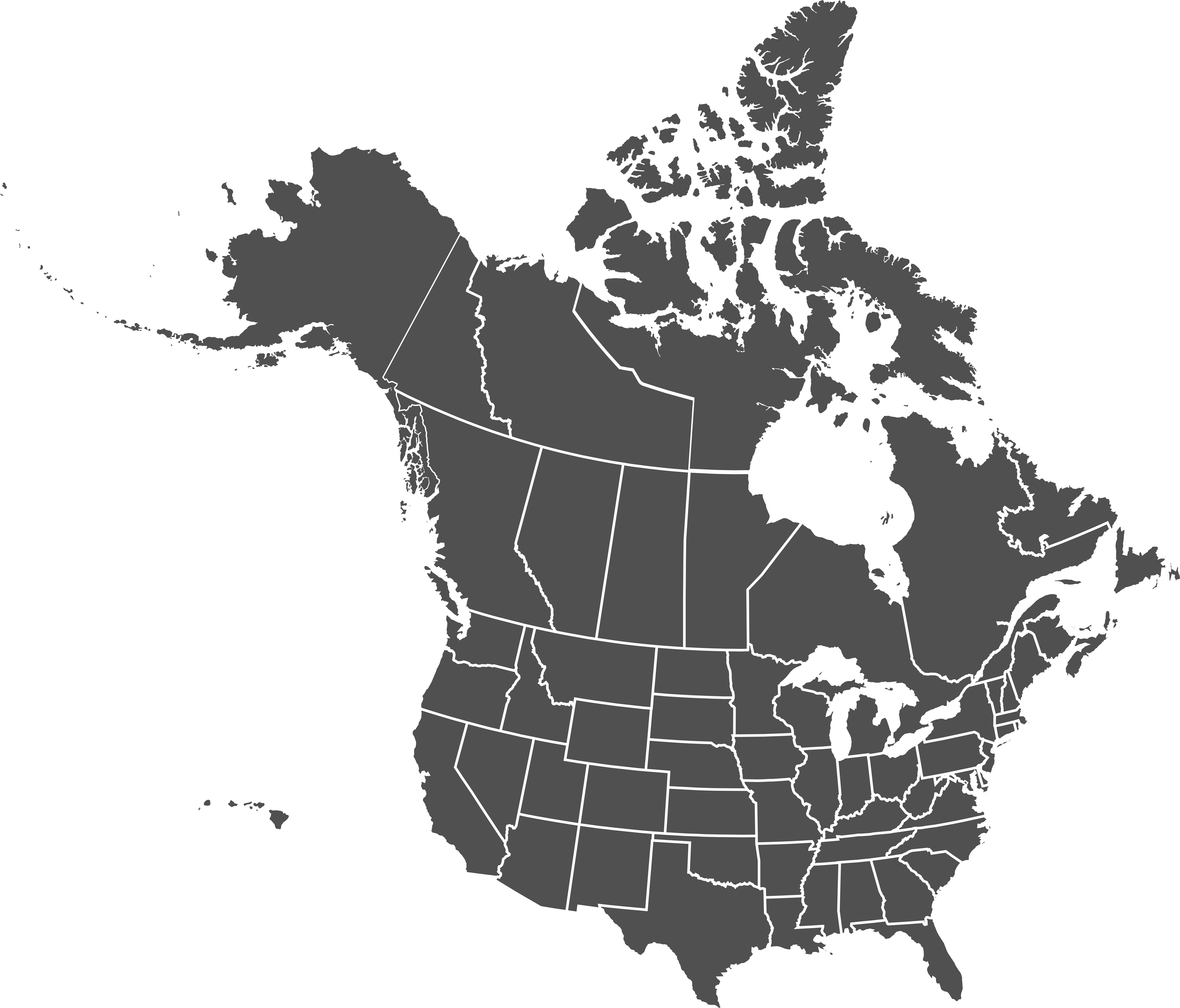 Gray vector map of the United States