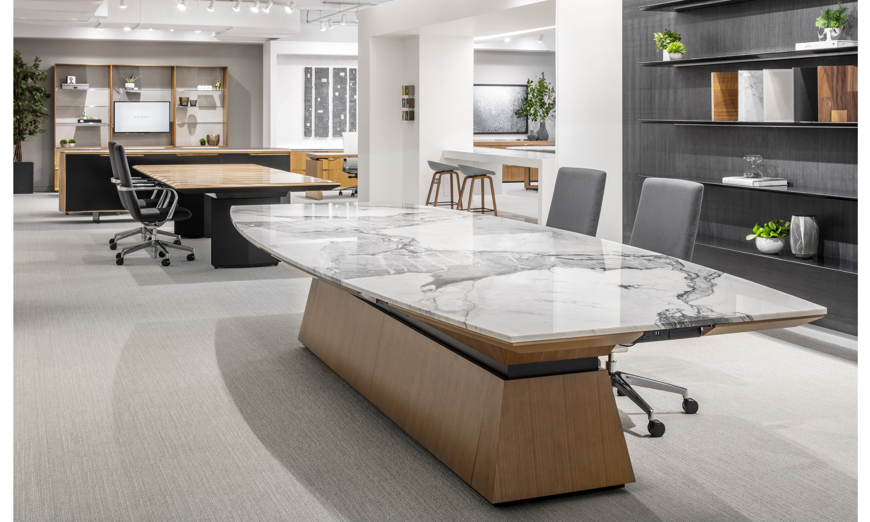 marble top with island base conference table