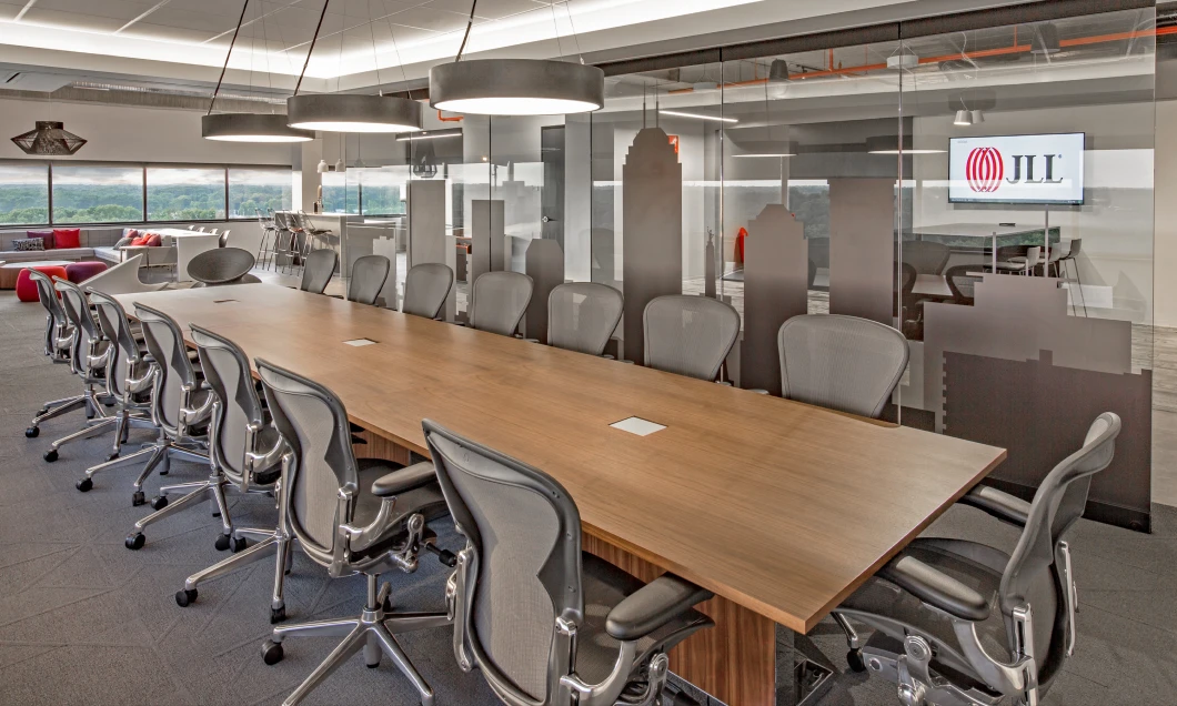  located at Indianapolis, INKai - JLL - Parallel Design - Glass Top Conference Table slide 2