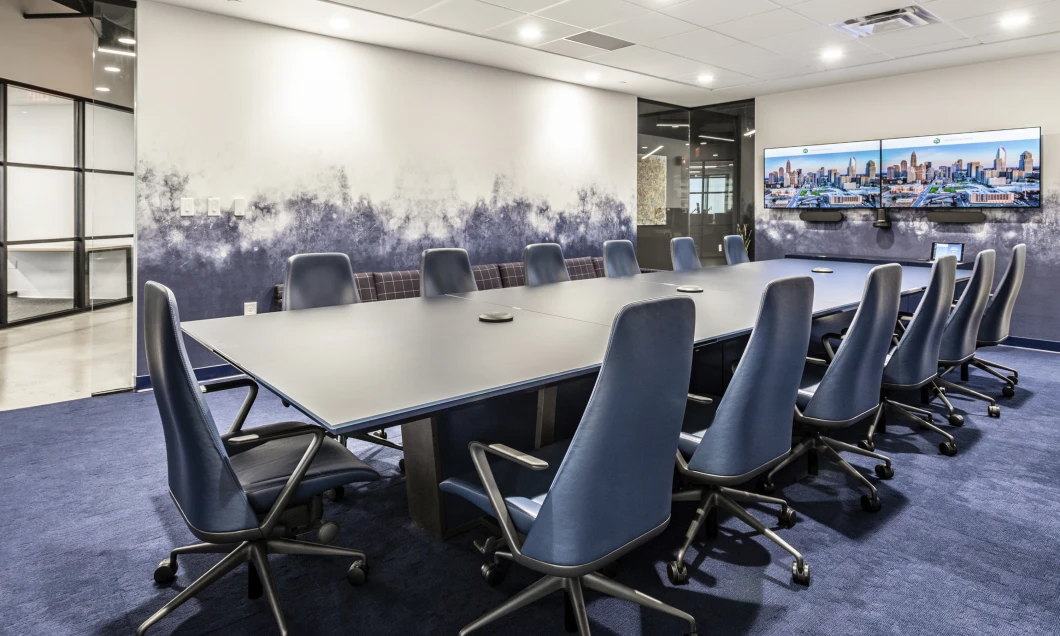 located at Indianapolis, INCrossbeam - Prolific Offices - Parallel Design Group - Glass Top Conference Table slide 1