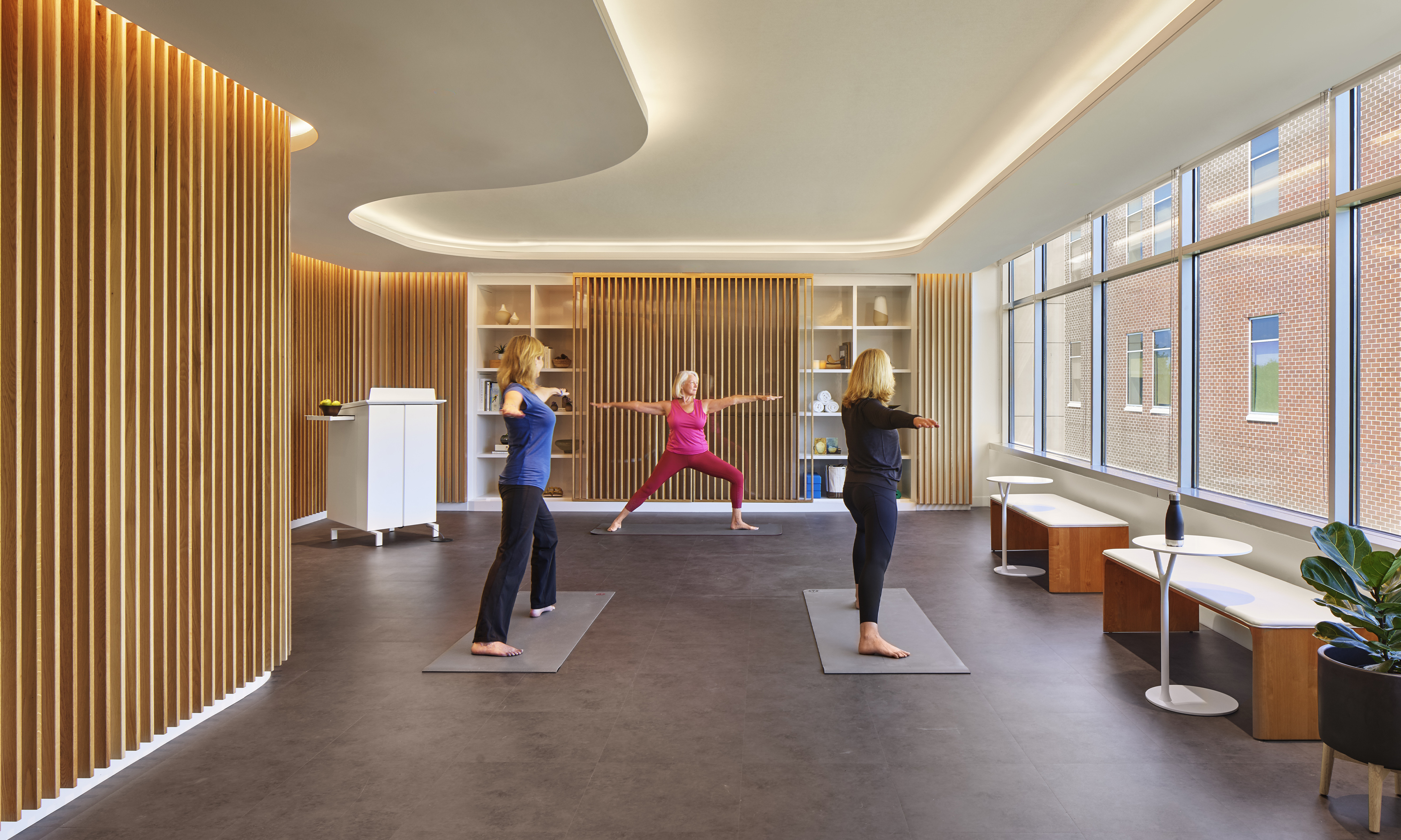 High tech lectern in yoga studio at the Bill Richards Center for Healing at Aquilino Cancer Center, designed by gensler.