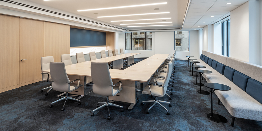 Approach reconfigurable, mobile, premium conference table in a u-shape configuration
